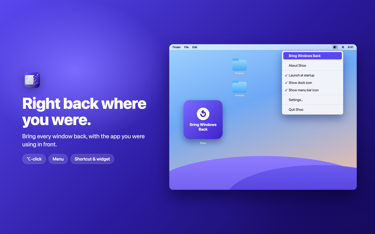 Shoo on Mac: Right back where you were