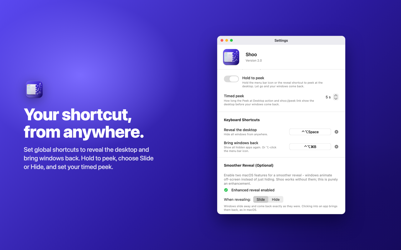 Shoo on Mac: Your shortcut, from anywhere